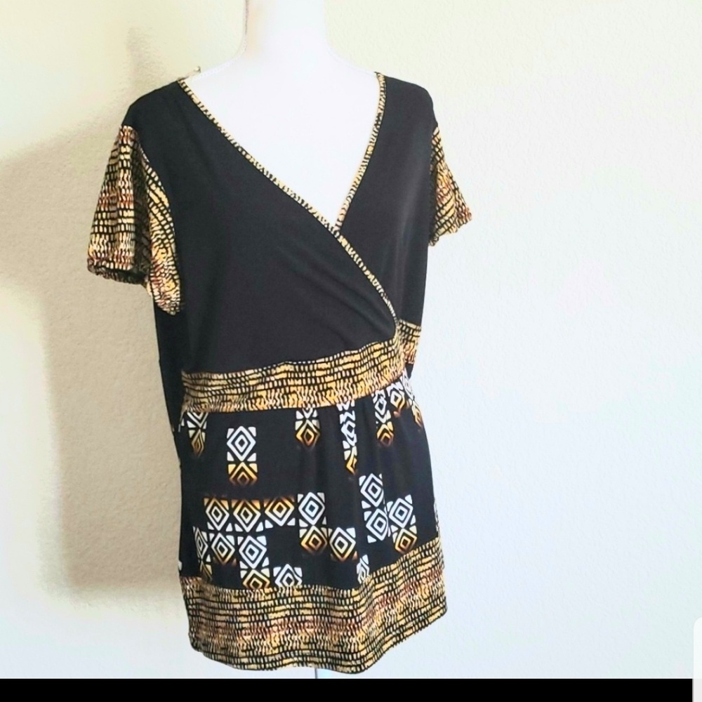 Liz & Co. Women Short Sleeve Blouse 1X